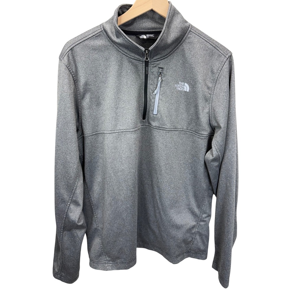 The North Face Mens Size L 1/4 Zip Pullover Heather Gray Outdoors Hiking Trail